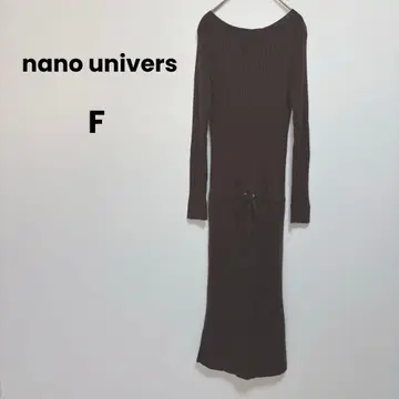 [나노 유니버스] 니트 원피스 리브 (F) 타이트 가로 슬릿 브라운