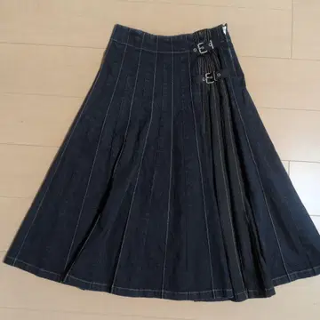 L'EQUIPE YOSHIE INABA 사이드 플리츠 데님 스커트