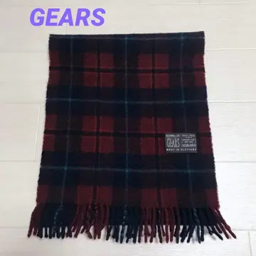 기어즈 머플러 울 100% 체크 영국제 레드