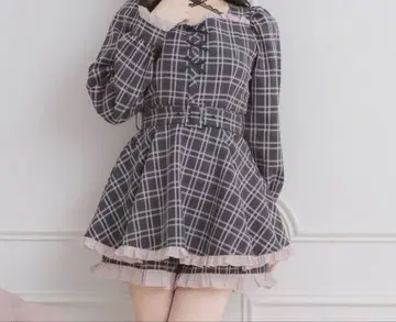 pium 류 소매 셋업 핑크 체크