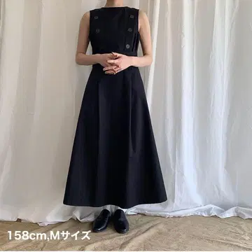 foufou 미국 메디컬 슬리브리스 블랙 롱 드레스