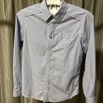 REPLAY 기장 짧은 스트라이프 긴팔 셔츠 포켓 부착