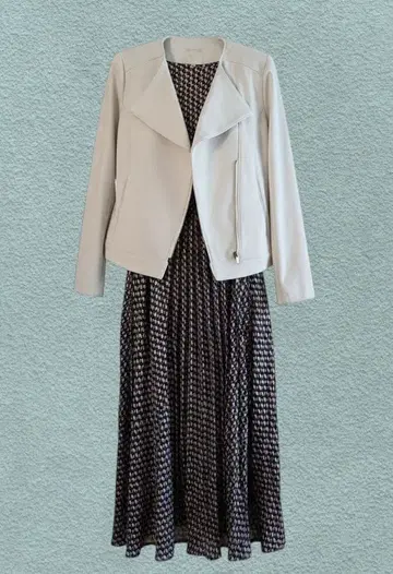 라이더 자켓과 슬리브리스 원피스 세트