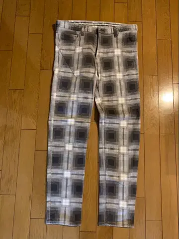 NUMBER(N)INE 넘버나인 체크 무늬 슬림 핏 팬츠