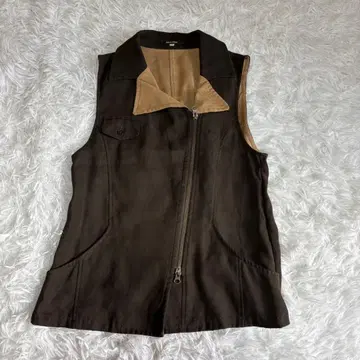 BELLUS CLOSET 여성용 베스트 M 사이즈 집업 브라운