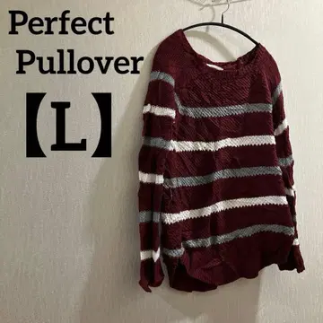 Perfect Pullover [ L ] 버건디 보더 스웨터 가을/겨울