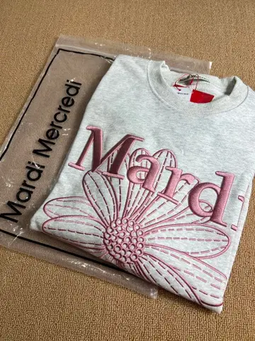 Mardi 꽃 자수 그레이 트레이닝복 핑크 자수 f