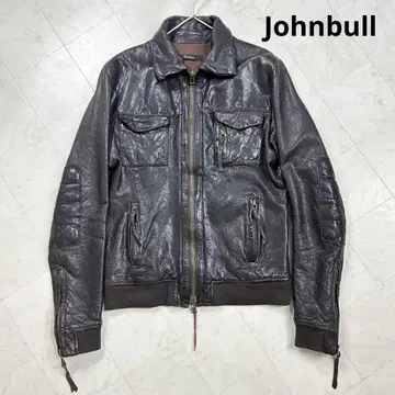 Johnbull [ L ] 가죽 자켓 라이더 천연 가죽 다크 브라운