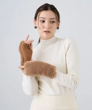 ANAYI 장갑 보아 콤비 니트 그로브 여성용