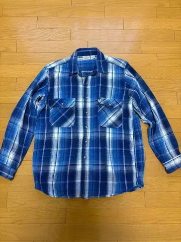 FIVE BROTHER 90s 블루 플란넬 셔츠 L-TALL