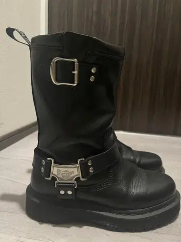 가죽 엔지니어 부츠 블랙 버클 포함