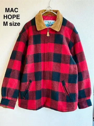 90S MAC HOPE 빈티지 빨간색 x 블랙 버팔로 체크 자켓 M