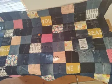 No.1312 핸드메이드 담요 데님 리메이크 패치워크