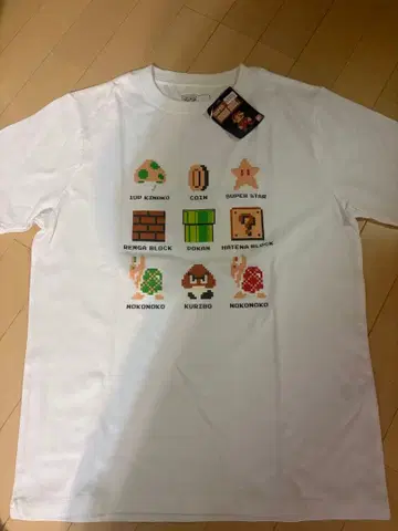 슈퍼 마리오 T셔츠 화이트 남성용 L 사이즈