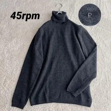 45R 터틀넥 울 니트 차콜 그레이 45rpm 하이 게이지 얇은 소재