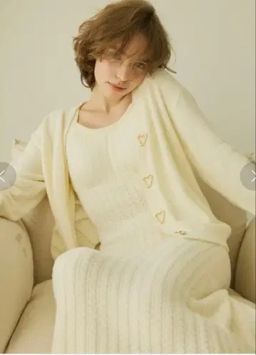 스나이델 홈 하트 가디건 니트 원피스 세트 룸웨어