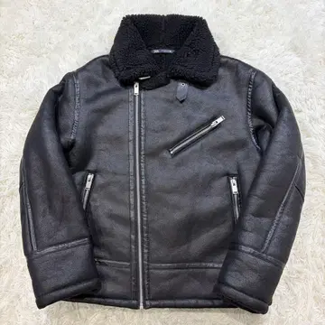 [ 새상품급 ] ZARA XL 페이크 무스탕 라이더 자켓 보아 블랙