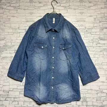 high quality product 데님 셔츠 긴팔 블루 M 사이즈