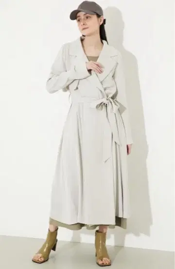 rienda 레이디 라이트 트렌치코트 라이트 베이지 롱 코트