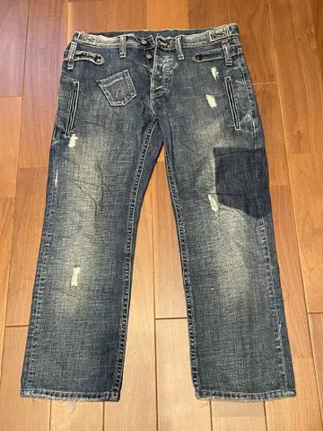 [ 새상품급 ] 닐바렛 데미지 가공 데님 팬츠 사이즈 34