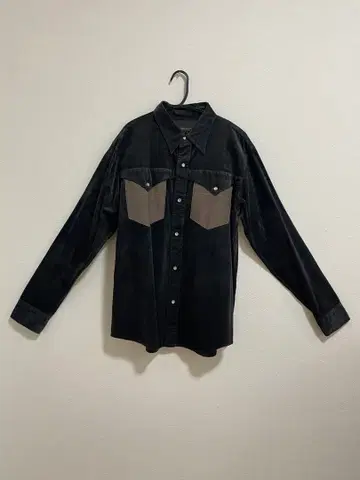 코듀로이 긴팔 셔츠 블랙 베이지 절개