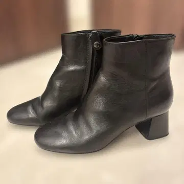 블랙 가죽 지퍼 부츠 중간 힐 GEOX