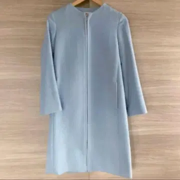 IENA 울 비버 노카라 코트 스카이블루 38