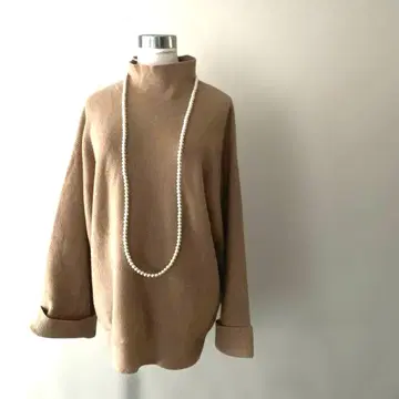 APC 울 캐시미어 베이지 하이넥 와이드 슬리브 고급 니트 xs