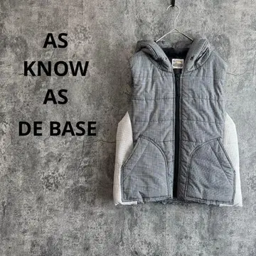 a3484 [아즈노우아즈] 체크 무늬 충전솜 베스트 후드 부착