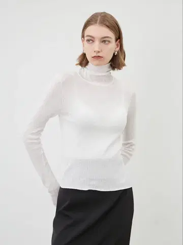 MIESROHE washable 리브 터틀넥 니트 화이트
