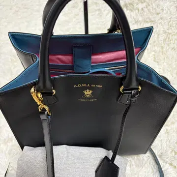 [컨디션 최상] A.D.M.J 2way 숄더 핸드백 블랙 가죽 토트