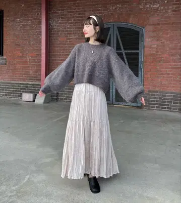 hinari 빈티지 새틴 와셔 스커트