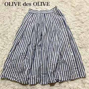 OLIVE des OLIVE 스트라이프 플레어 스커트 A라인 허리밴딩
