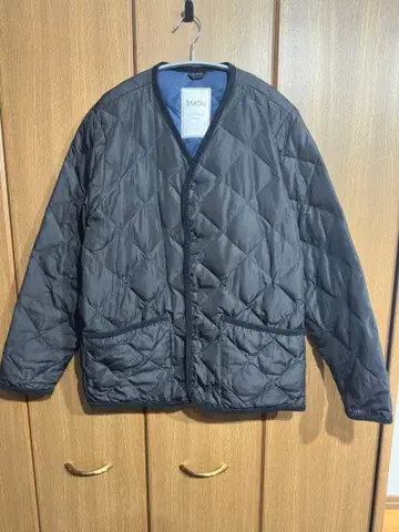 TAION 시티 파이핑 V넥 다운 가디건