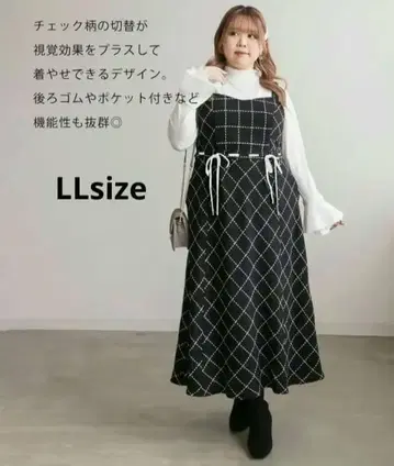 쿠레트 오리지널 스티치 체크 허리 리본 원피스 LL