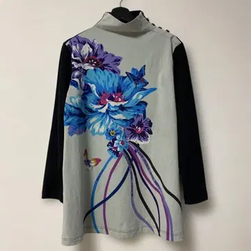 토쿠코 프리미어 볼 하이넥 꽃무늬 나비 리본 튜닉