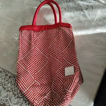 기하학 패턴 토트백 레드