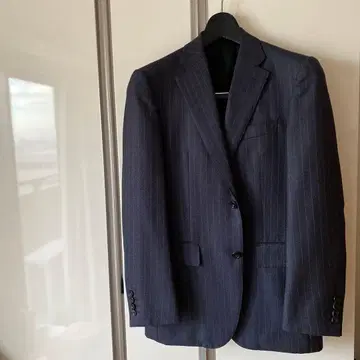 다케오 키쿠치 네이비 스트라이프 수트 고급 원단 도멜