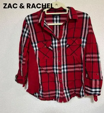 ZAC & RACHEL 레드 체크 긴팔 셔츠 XL