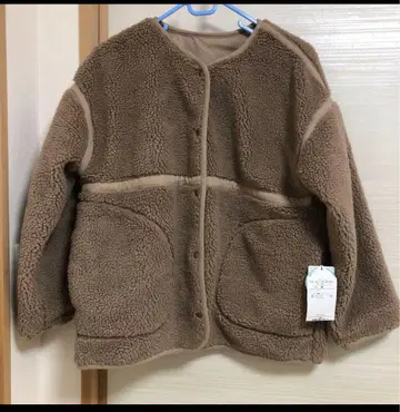 슈라루 보아 자켓 노카라 블루종 브라운 M 사이즈