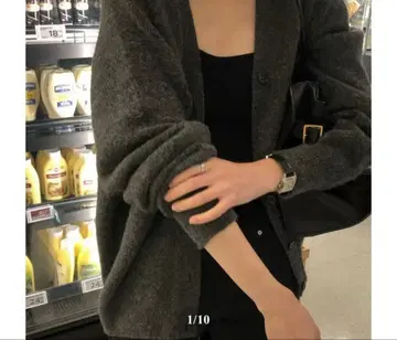 ounce 차콜 그레이 울 가디건