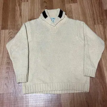 L.L.Bean 아이보리 니트 스웨터 V넥