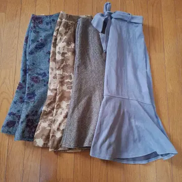 스커트 겨울 상품 4점 묶음 판매 꽃무늬