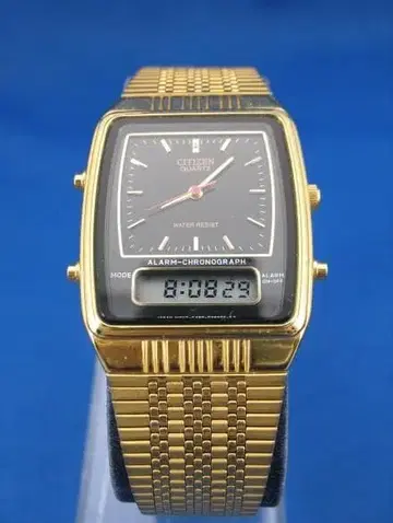 CITIZEN 알람 크로노그래프 아나디지 올드 쿼츠