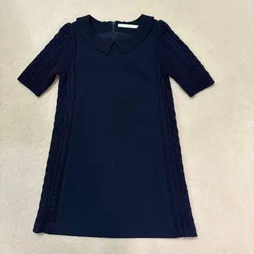 khaju 네이비 반팔 원피스 케이블 짜임