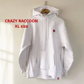 CRAZY RACCOON 후드티 화이트 XL size
