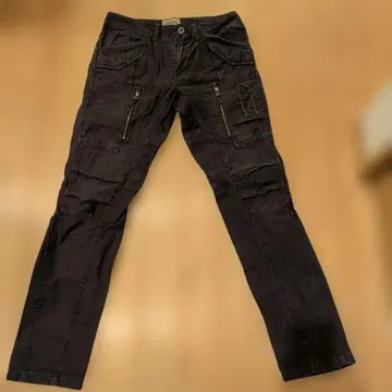 아비렉스 블랙 카고 팬츠 지퍼 포함