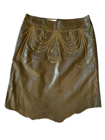 SHARE SPIRIT 시어링 가죽 타이트 스커트 블랙