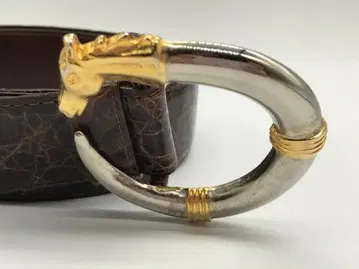 루이 가비리아 벨트 말 모티브 버클 크로커다일 브라운 계열