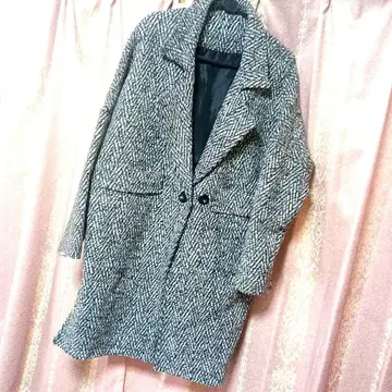 헤링본 무늬 체스터 코트 트위드